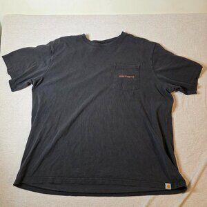 Carhartt T-Shirt Men’s 2XL Relaxed Fit Black Pocket Tee Graphic Back Logo 100% C